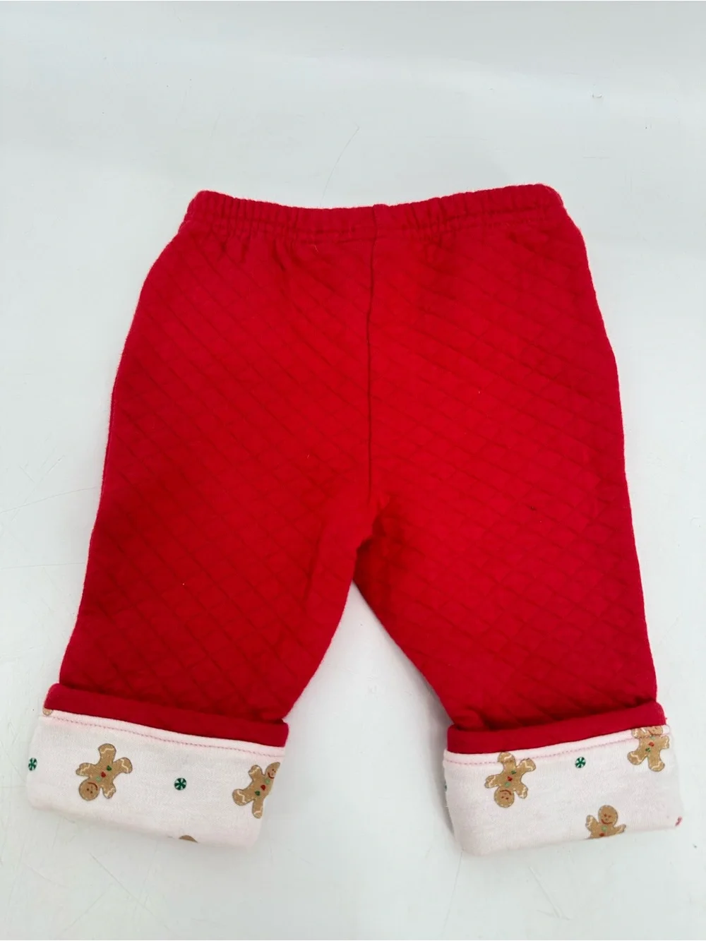 Hartstrings Newborn 6M Red Quilted Gingerbread Christmas Holiday Pants Baby